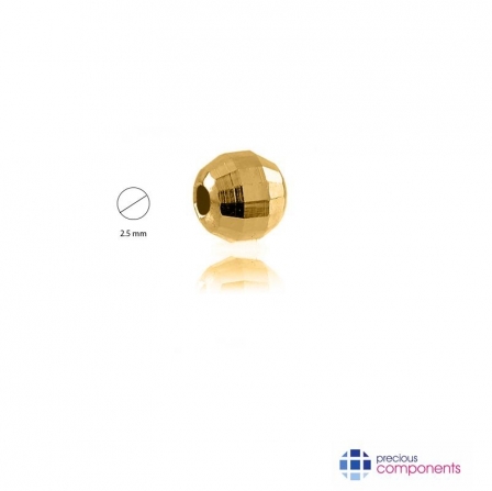 9K Gold Disco Bead 2.5 mm - 2 holes - Precious Components